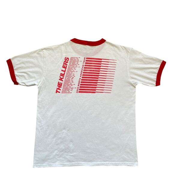 The Killers Imploding The Mirage 2022 Tour Ringer T-shirt XL White Red Cotton - Picture 2 of 9